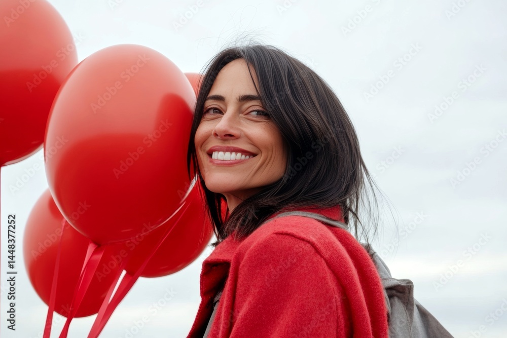 Valentine's day greeting from woman or for woman. Stunning vivid image of stunning loving latin midlife woman - commercial promotion conceptual art. Valentine's day beauty. Bright love.