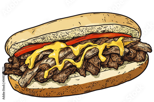 Isolated Philly Cheesesteak Sandwich