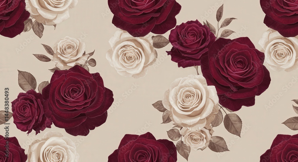 Red and White Rose Pattern Red and White Rose Pattern