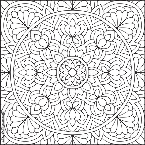 Easy Hand-Drawn Mandala Coloring Page | Mandala Coloring Page For All Ages
