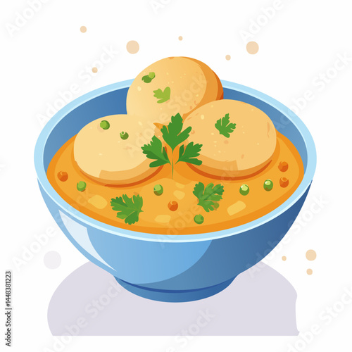 Paneer Butter Masala with Chapati – Classic Indian Vegetarian Dish in Vector Style

