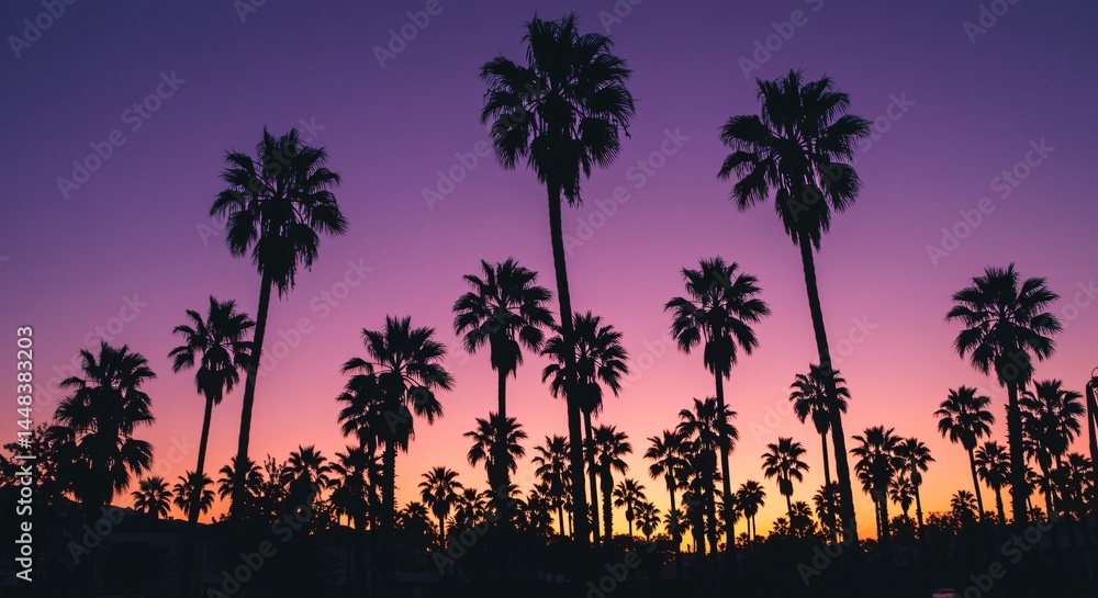 Obraz premium Stunning Silhouetted Palm Trees in Scenic View