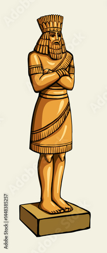 Vector drawing. Big golden idol