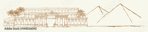 Vector Drawing. Ancient Egyptian Palace