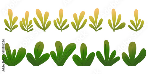 Ocean plants marine gradient foliage vector set
