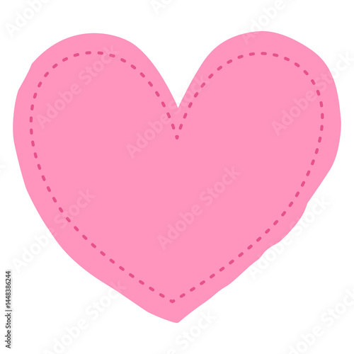 pink heart shape with a dashed outline. common symbol of love, affection, and romance