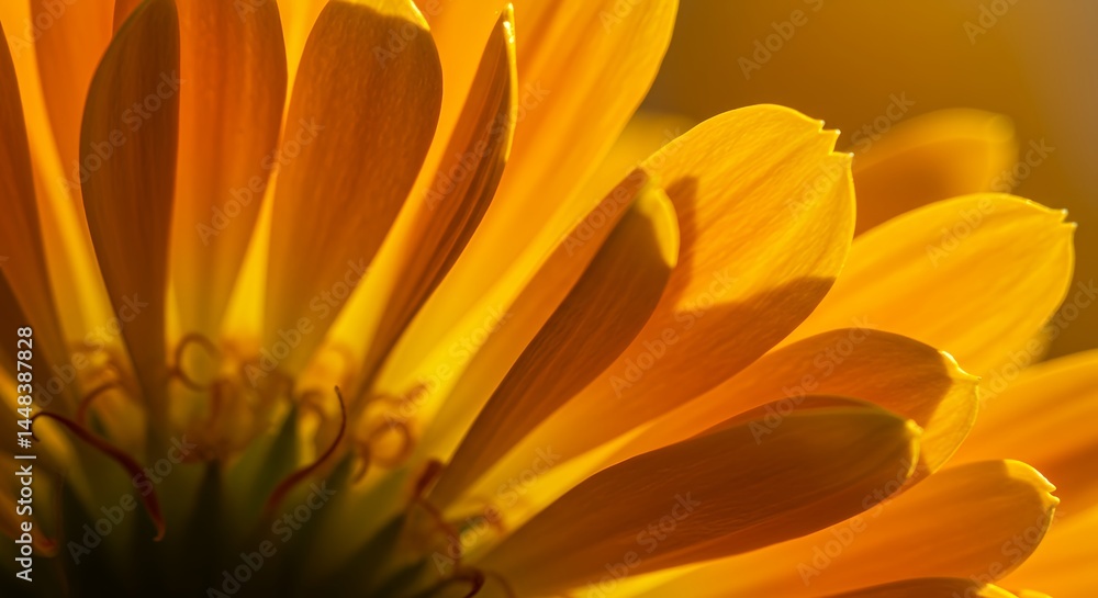 Fototapeta premium Closeup of Vibrant Orange Flower Petals in Sunlight