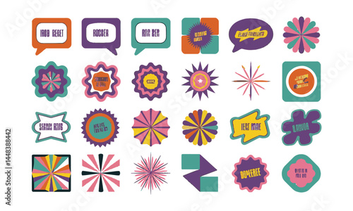Modern vector illustration of a colorful set of geometric abstract shapes, easily editable.