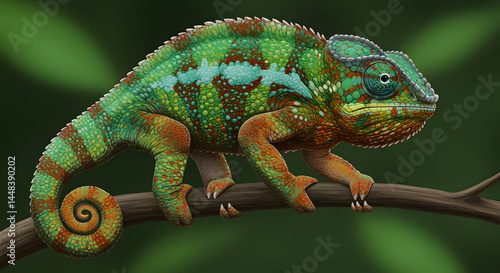 Wallpaper Mural Panther Chameleon on Branch: Vibrant Colors of Madagascar Torontodigital.ca