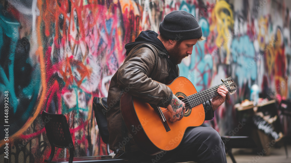 Obraz premium young man playing guitar