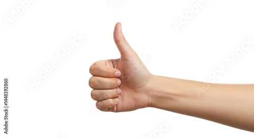Thumbs Up Hand Gesture on White Background - Approval Concept