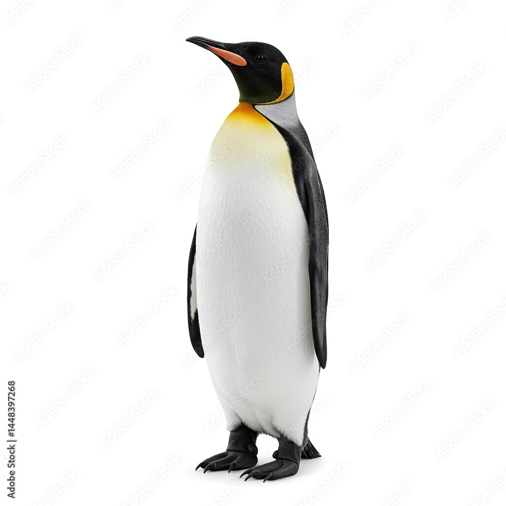 Fototapeta premium King Penguin Standing White Background Wildlife Photography