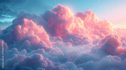 Pink Sunset Cloudscape Aerial View. (2)