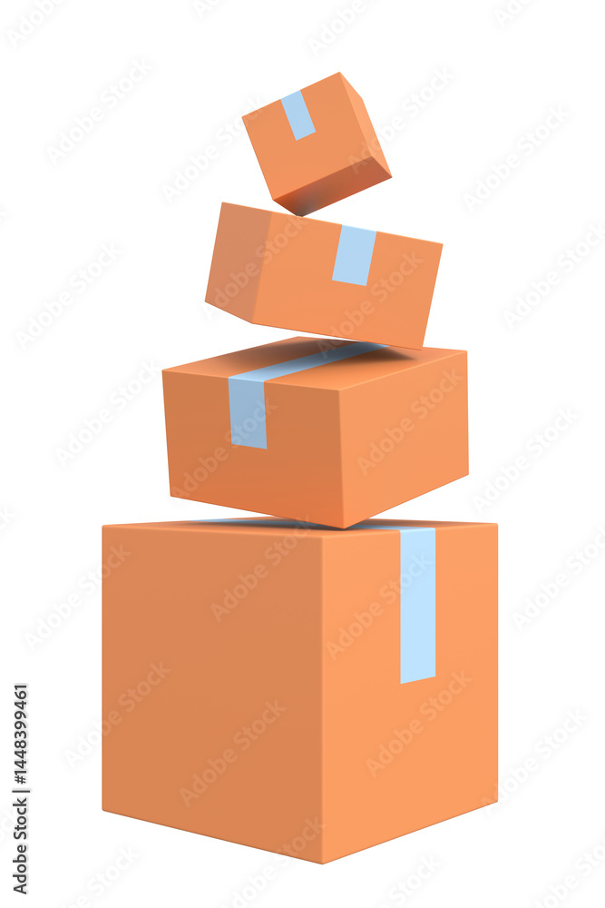 Obraz premium Parcel Box. 3D box. 3D illustration.