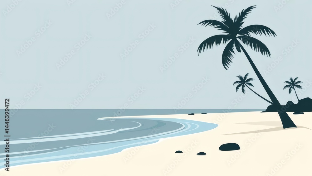 Fototapeta premium Minimal seashore with palms