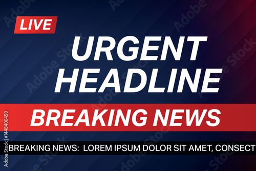 Live Breaking News Banner with Blue and Red Theme