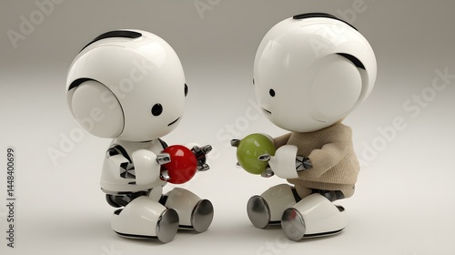 creatures exchanging colorful coins in a utopian crypto world