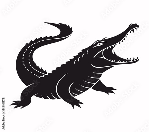 Wallpaper Mural Powerful Alligator Silhouette, White Background Torontodigital.ca