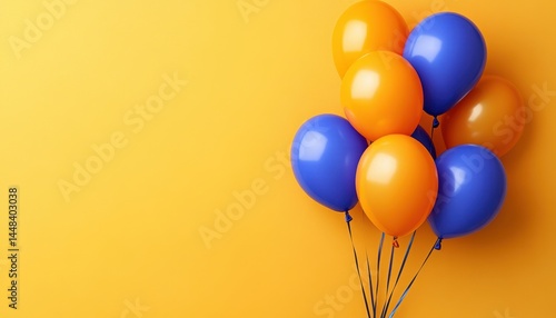 Wallpaper Mural Vibrant orange and blue balloons against a bold yellow background.  A celebratory, festive, and cheerful image Torontodigital.ca