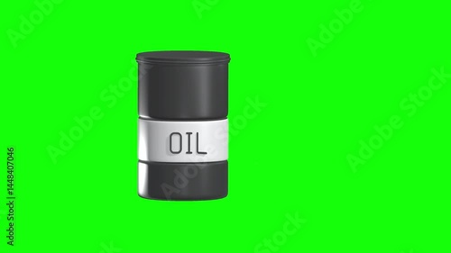 Oil barrel with coins and gold 3D Animated Icon with green screen
