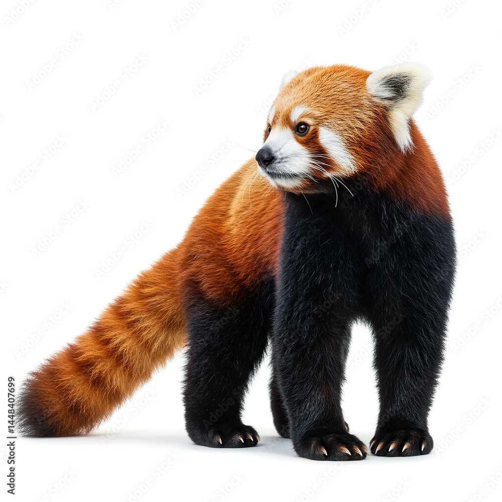 Obraz premium Red Panda Standing Isolated on White Background