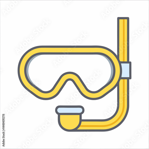 Simple Yellow Snorkel Mask Vector Graphic.