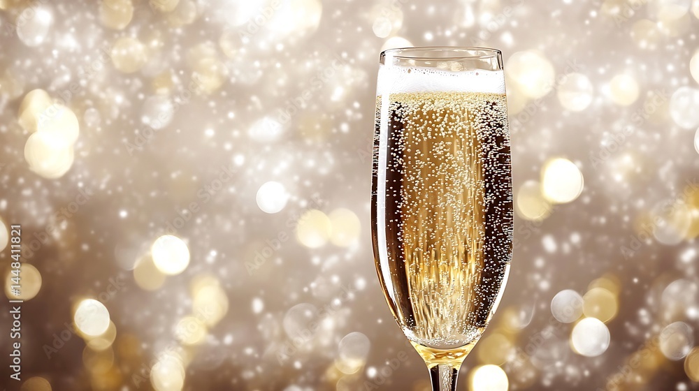 Festive Sparkling Champagne Glass Elegant Celebration Toast New Year drink party event bokeh shiny Festive Sparkling Champagne Glass Elegant Celebration Toast New Year drink party event bokeh shiny