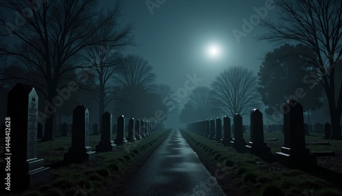 Misty Cemetery Path
