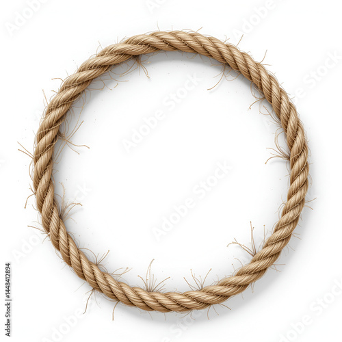 Circle rope frame -Endless rope loop isolated on white, including clipping path