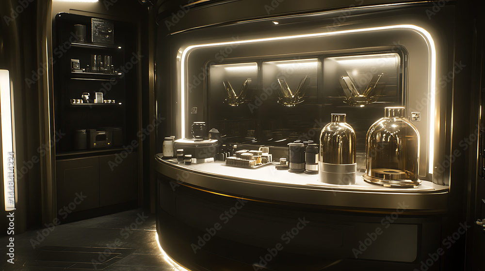Fototapeta premium Modern futuristic beauty store interior