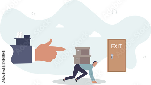 Employee attrition and human resources staff changing.Workforce turnover and replace with new labor. character life .