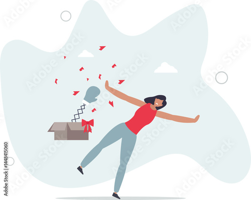 Being fired from job, unemployment and jobless, business failure or stock market bad news surprise investor concept, character life .
