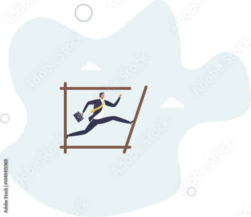 Pushing limits challenge yourself to overcome boundary, effort and strength to push over limit, attitude to success, get out of comfort zone for freedom, character life .