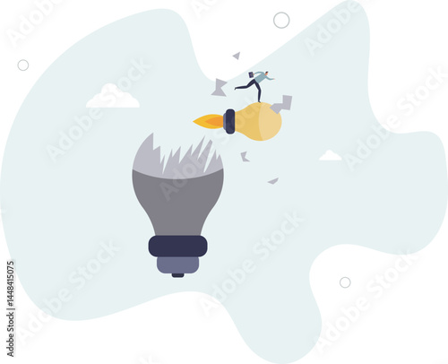 Disruptive innovation, entrepreneur to start new business with revolutionary idea, change industry and win competition concept, character life .