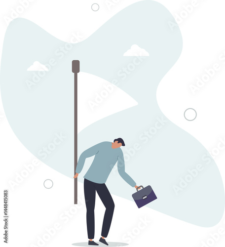 Give up or surrender on business battle, time to quit or stop failed company concept, character life .