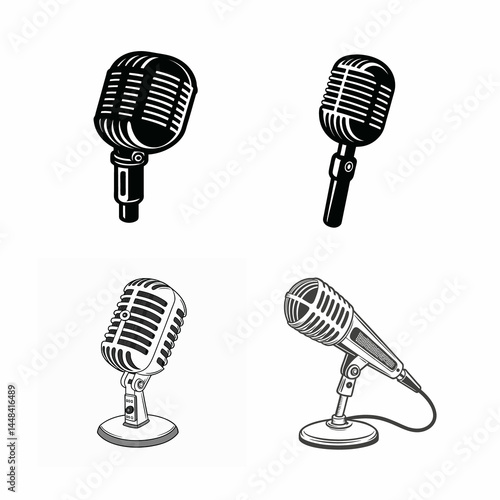 retro microphone isolated on white