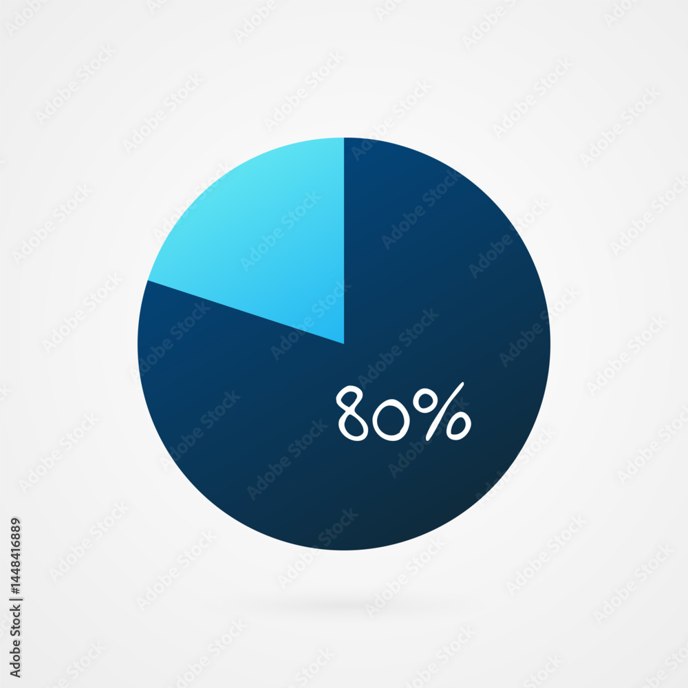 80 percent circle pie chart. Isolated symbol. Vector gradient element. Infographic sign. Illustration, icon for business, finance, report, web design, downloading, presentation 80 percent circle pie chart. Isolated symbol. Vector gradient element. Infographic sign. Illustration, icon for business, finance, report, web design, downloading, presentation
