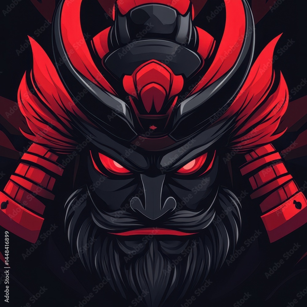 Naklejka premium Warrior mask with bold colors and intricate details representing strength and power