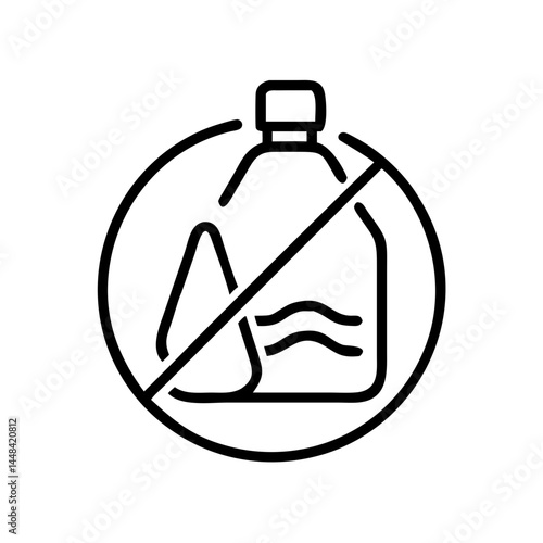 No liquids icon in a minimalist style, black outline, transparent background  