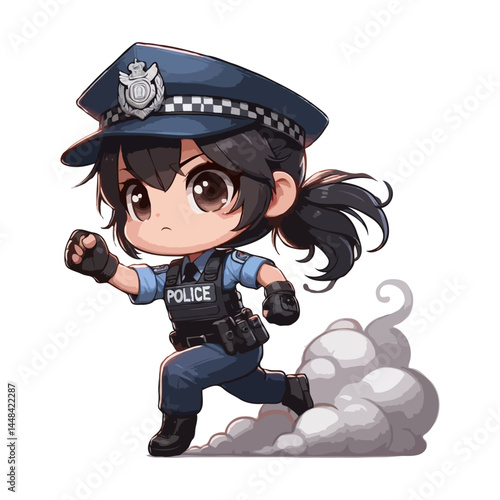 Animated Police Officer Running