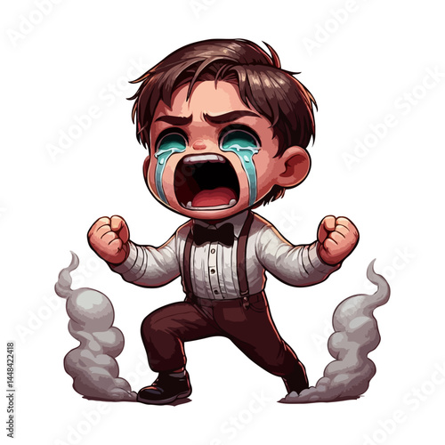 Upset and Crying Cartoon Character