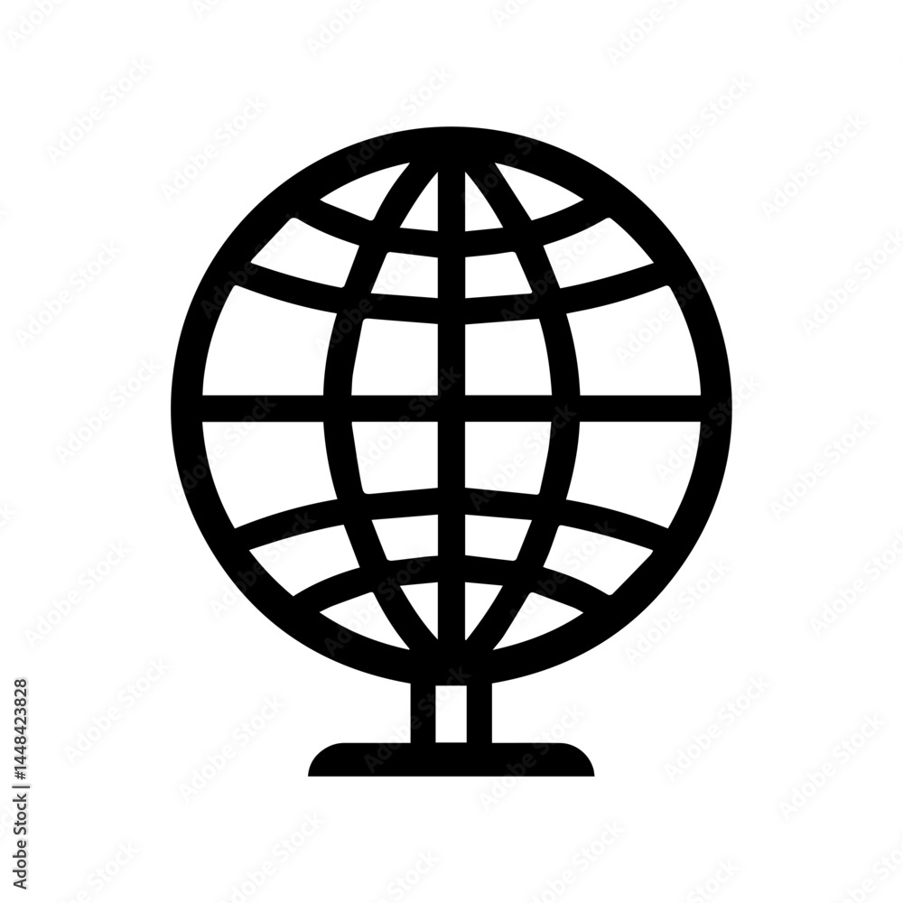 Globe Icon in Black and White Globe Icon in Black and White