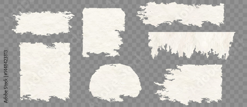 Piece white Paper.Paper scrap on transparent background.Noisy grainy effect.ecru background