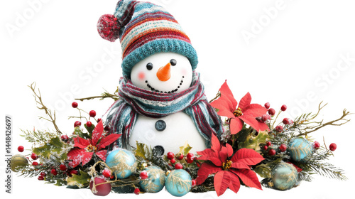 snowman of a christmas tree isolated on white background 
