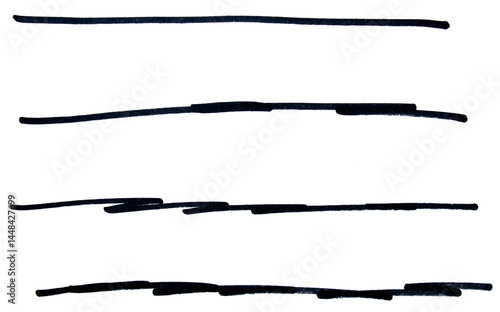 Wallpaper Mural Set of black hand drawn marker pen stroke line transparent background design element doodle scribble underline Torontodigital.ca