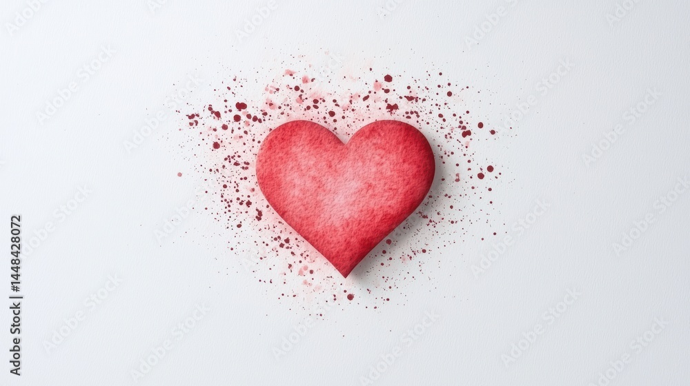 Red watercolor heart painting, symbolizing love, passion, and artistic expression. Red watercolor heart painting, symbolizing love, passion, and artistic expression.