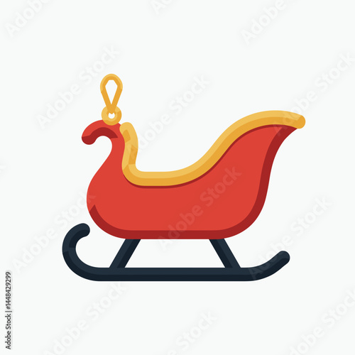 red santa sleigh with gold bell  christmas icon