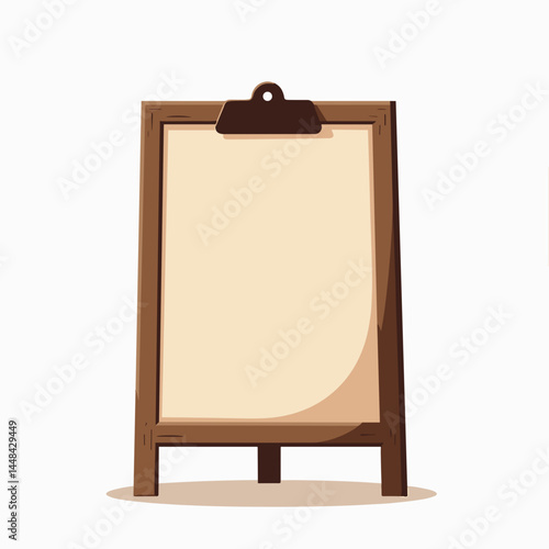 blank chalkboard sign with brown frame  white background