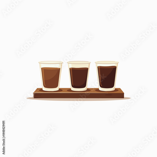 coffee shots on wooden tray  caffeine serving set