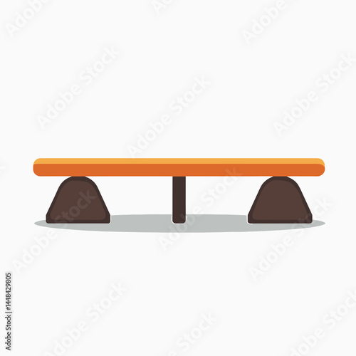 minimalist wooden table with brown legs and black bases  modern furniture illustration